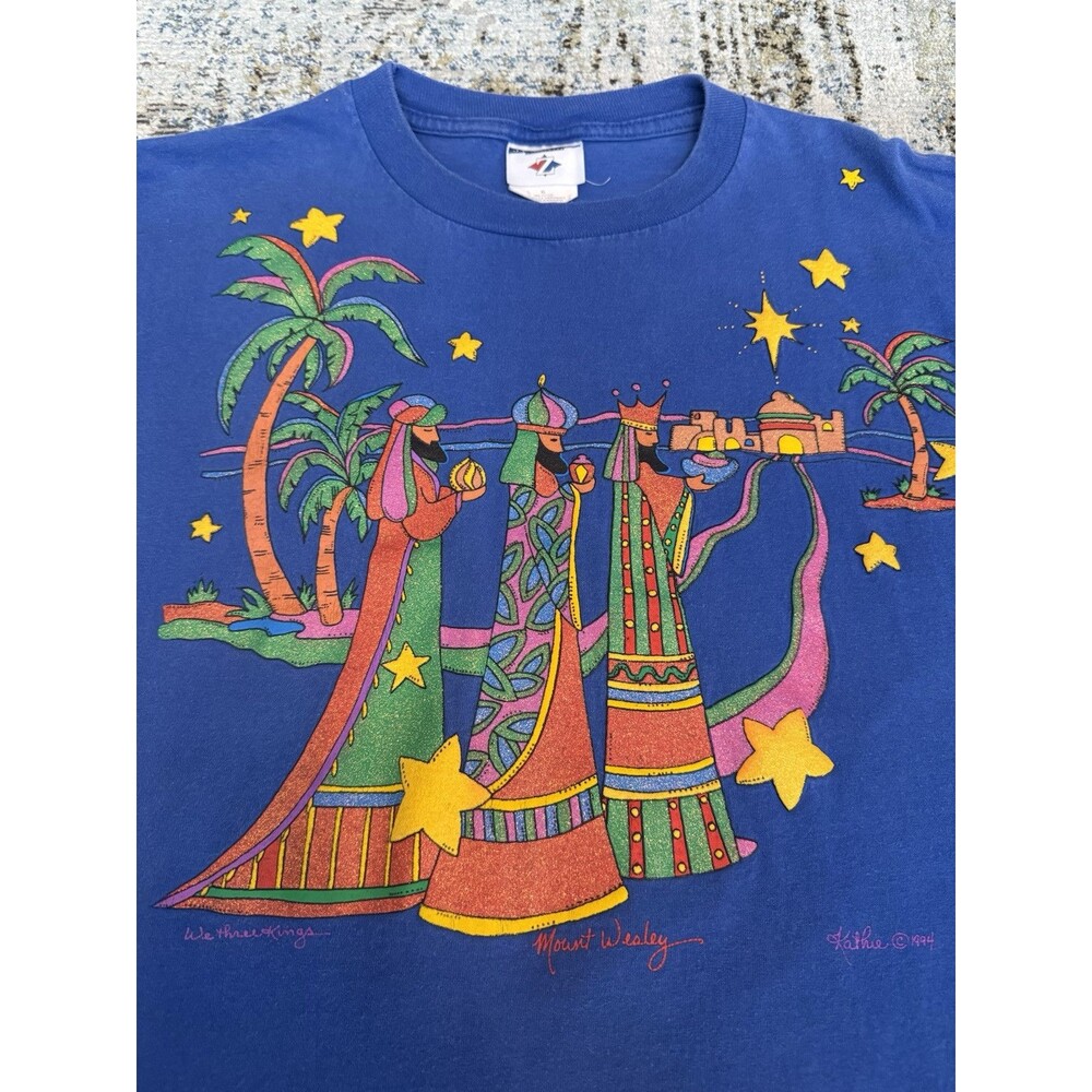 Vintage 3 Wise Men Shirt Mount Wesley 1994 Shirt Sleeve Size XL Blue - Picture 6 of 9